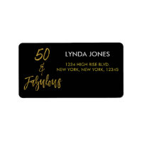 50 and Fabulous Gold Foil Birthday Address Label