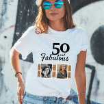 50 and Fabulous Gold Glitter 2 Photo 50th Birthday T-Shirt<br><div class="desc">50 and Fabulous Gold Glitter 2 Photo 50th Birthday T-shirt. Add your photos - you can use an old and new photo.</div>