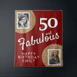 50 and Fabulous Gold Glitter 2 Photo 50th Birthday Tapestry<br><div class="desc">50 and Fabulous Gold Glitter 2 Photo 50th Birthday Tapestry. Faux gold glitter on black with 2 photos - you can use an old and a new photo. Add your name and age and make great,  elegant birthday backdrop for the milestone celebration.</div>