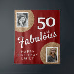50 and Fabulous Gold Glitter 2 Photo 50th Birthday Tapestry<br><div class="desc">50 and Fabulous Gold Glitter 2 Photo 50th Birthday Tapestry. Faux gold glitter on black with 2 photos - you can use an old and a new photo. Add your name and age and make great,  elegant birthday backdrop for the milestone celebration.</div>