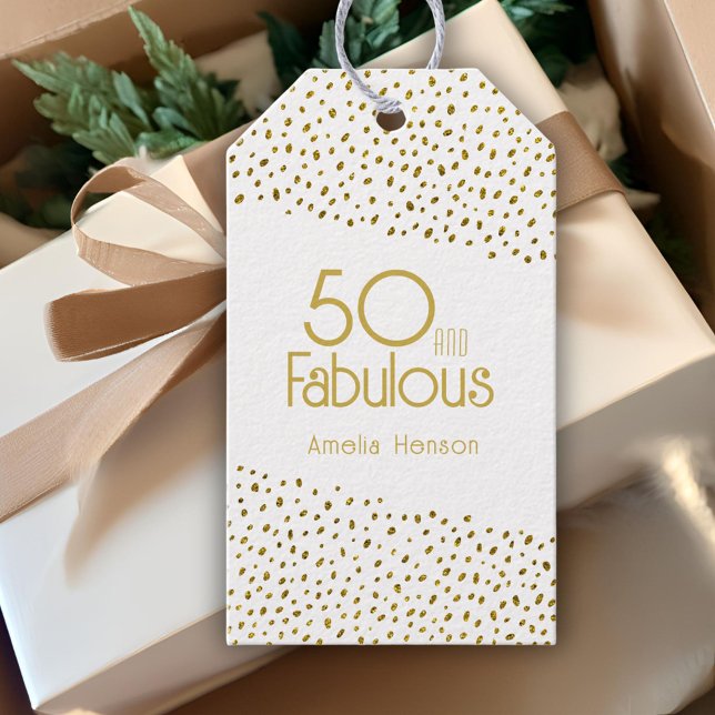 50 and Fabulous Gold Glitter 50th Birthday  Gift Tags (Creator Uploaded)
