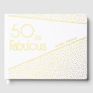 50 and Fabulous Gold Glitter 50th Birthday  Guest Book