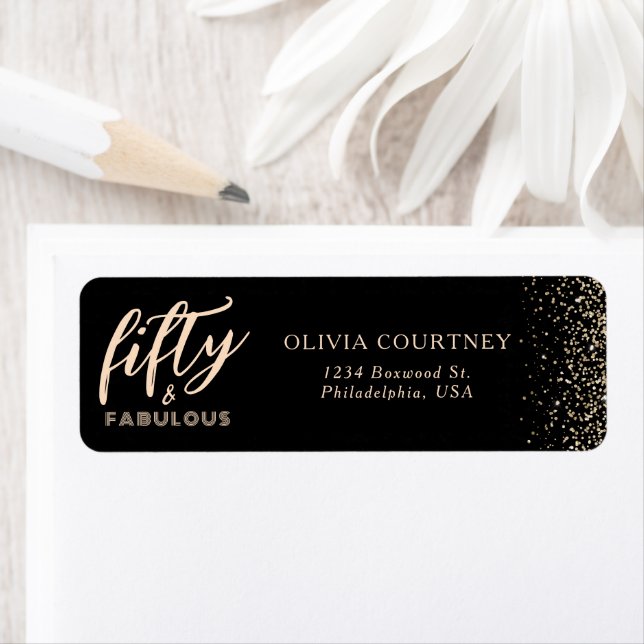 50 and Fabulous Gold Glitter Black Birthday (Insitu)