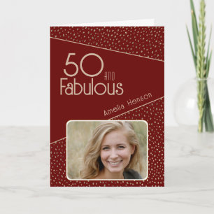 50 and Fabulous Gold Glitter Photo 50th Birthday Card