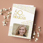 50 and Fabulous Gold Glitter Photo 50th Birthday  Card<br><div class="desc">50 and Fabulous Gold Glitter Photo 50th Birthday Card. Modern birthday card with trendy typography and faux gold glitter spots. The design has a custom photo and name. You can change or erase the text inside. Make personalized 50th birthday card for her.</div>
