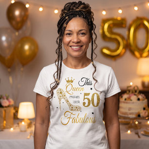 50 and Fabulous Gold Glitter  T-Shirt