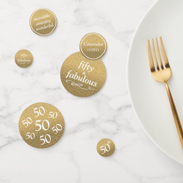 50 And Fabulous Gold Glitter Table Confetti (Group)