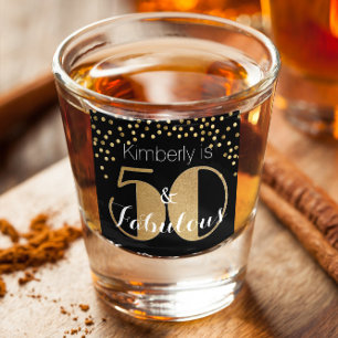 50 and Fabulous Gold Personalized Birthday Party C Shot Glass