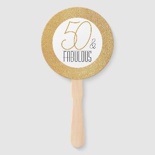 50 and Fabulous Gold Personalized Birthday Party Hand Fan