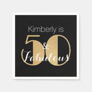 50 and Fabulous Gold Personalized Birthday Party Napkin