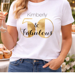 50 and Fabulous Gold Personalized Birthday Party T-Shirt