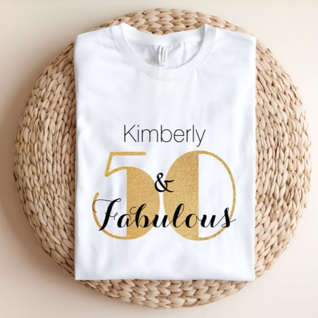 50 and Fabulous Gold Personalized Birthday Party T-Shirt (Creator Uploaded)