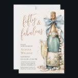 50 And Fabulous Gold Script 50th Birthday Party Invitation<br><div class="desc">This modern and elegant 50 and Fabulous Gold Script 50th Birthday Party Invitation is perfect for your loved one who's turning fifty! It features a watercolor champagne bottle decorated with pearls, delicate cream flowers that's tied with a soft teal blue bow on a lovely soft ecru background. It's fonts are...</div>