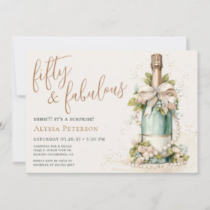 50 And Fabulous Gold Script 50th Surprise Party Invitation