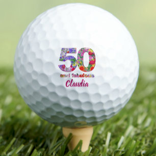 50 and fabulous golf balls 50th birthday custom