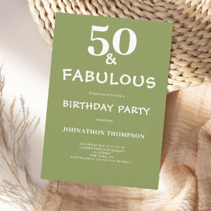 50 and Fabulous Green Birthday  Invitation
