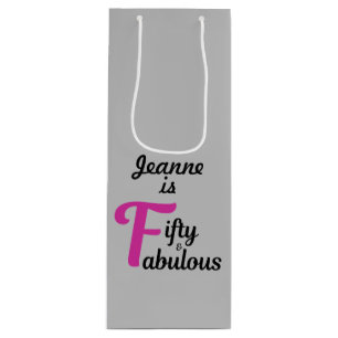 50 and Fabulous Happy 50th Birthday Party  Wine Gift Bag