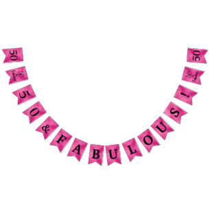 50 And Fabulous Hot Pink Bunting Flags