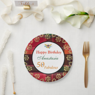 50 and Fabulous Madras US Virgin Islands Flag Paper Plate