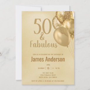 50 and Fabulous Mens Birthday Invitation