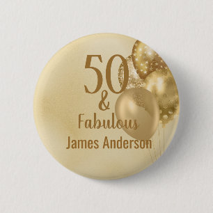 50 and Fabulous Mens Birthday Invitation 2 Inch Round Button