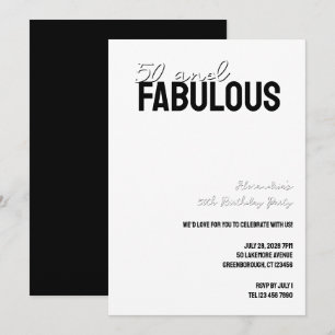 50 and Fabulous Minimal 50th Birthday Party Invitation