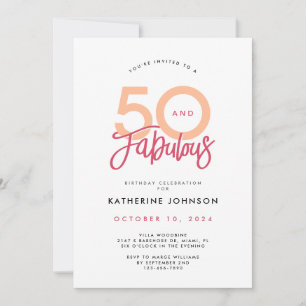 50 and Fabulous Modern 50th Birthday Invitation