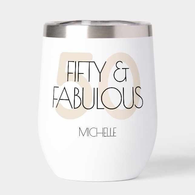 50 and fabulous Modern Beige Fifty Birthday Party (Back)