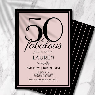 50 and Fabulous Modern Bold Typography Women's Invitation