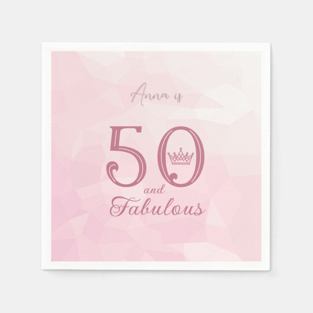 50 and Fabulous Modern Elegant Rose Gold Classic R Napkin (Front)