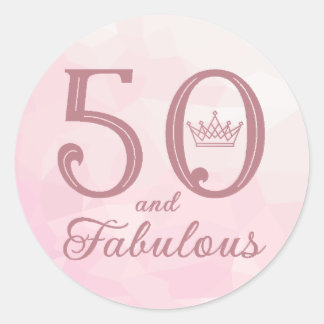 50 and Fabulous Modern Elegant Rose Gold Classic Round Sticker