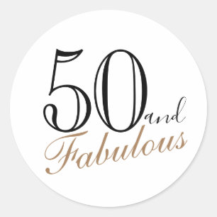 50 and Fabulous Modern Elegant Woman Birthday Classic Round Sticker
