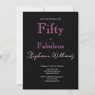 50 and Fabulous Modern Hollow Font 50th Birthday Invitation