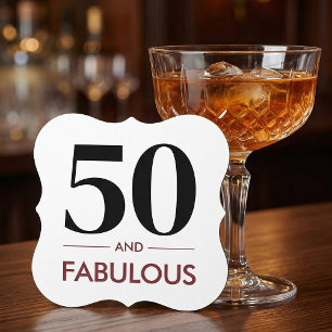 50 And Fabulous Modern Minimal Birthday Saying Paper Coaster