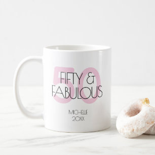 50 and fabulous Modern Pink 50th Birthday Party Coffee Mug