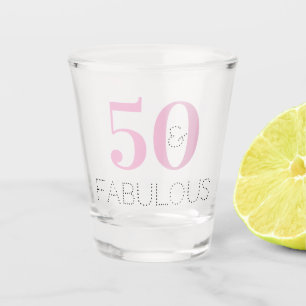 50 and fabulous Modern Pink Birthday Party Favou Shot Glass