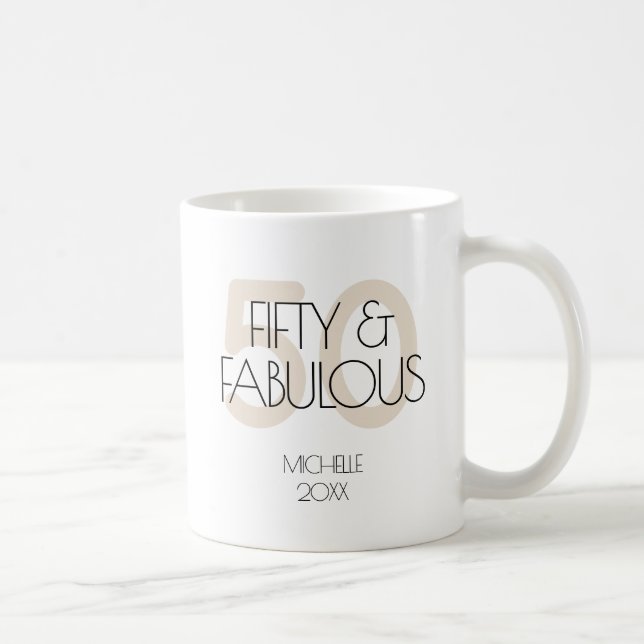 50 and fabulous Modern Simple Fifty Birthday Party Coffee Mug (Right)