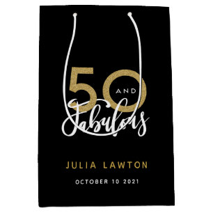 50 and fabulous modern stylish party medium gift bag