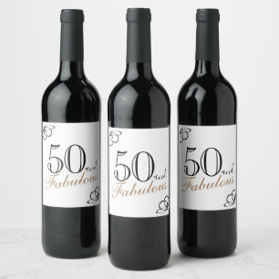 50 and Fabulous Modern Women 50th Birthday Wine Label
