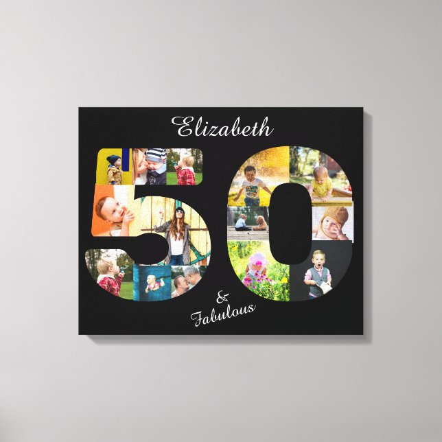 50 and Fabulous Multi Photo Friend 50th Birthday Canvas Print (Front)