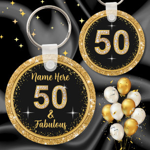 50 and Fabulous Party Favours, Personalized Keychain