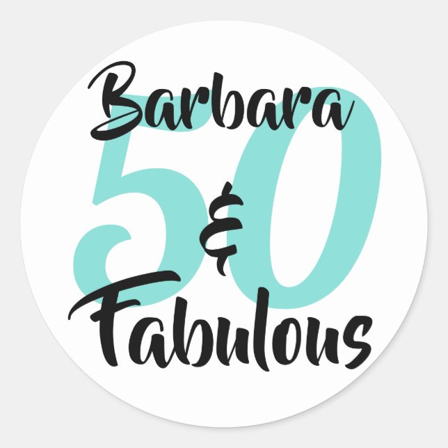 50 and Fabulous Personalized Birthday Party Classic Round Sticker (Front)