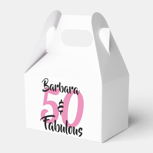 50 and Fabulous Personalized Birthday Party Favor Box (Front Side)