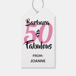 50 and Fabulous Personalized Birthday Party Gift Tags