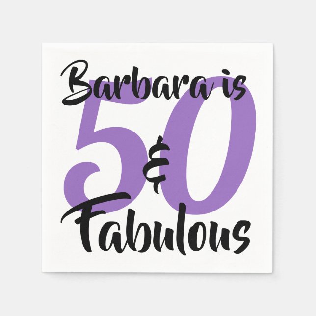50 and Fabulous Personalized Birthday Party Napkin (Front)