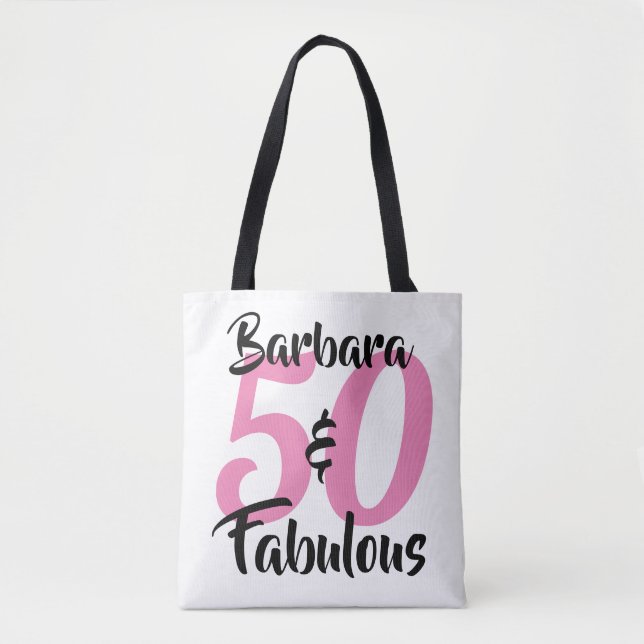 50 and Fabulous Personalized Birthday Party Tote Bag (Front)