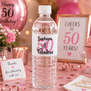 50 and Fabulous Personalized Birthday Party Water Bottle Label