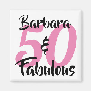 50 And Fabulous Personalized Name Birthday Pink Magnet