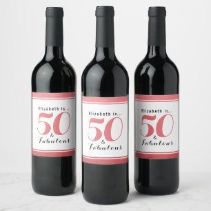 50 and Fabulous Personalized Name Modern Wine Label