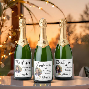 50 and Fabulous Photo 50th Birthday Thank you Sparkling Wine Label